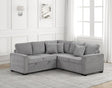 front view of Ariel Gray Sectional Sofa with pull-out bed
