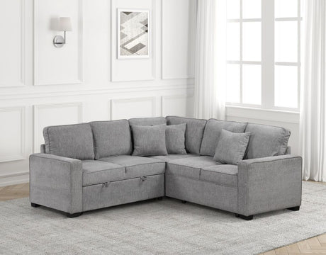 front view of Ariel Gray Sectional Sofa with pull-out bed