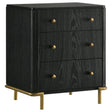 Arini 3-Drawer Nightstand Black with USB Outlet, angled view