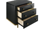 Arini 3-Drawer Black Nightstand with USB Outlet front view