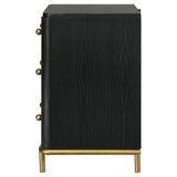 Side view of Arini 3-Drawer Nightstand with USB port