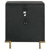 Arini 3-Drawer Black Nightstand with USB Outlet front view
