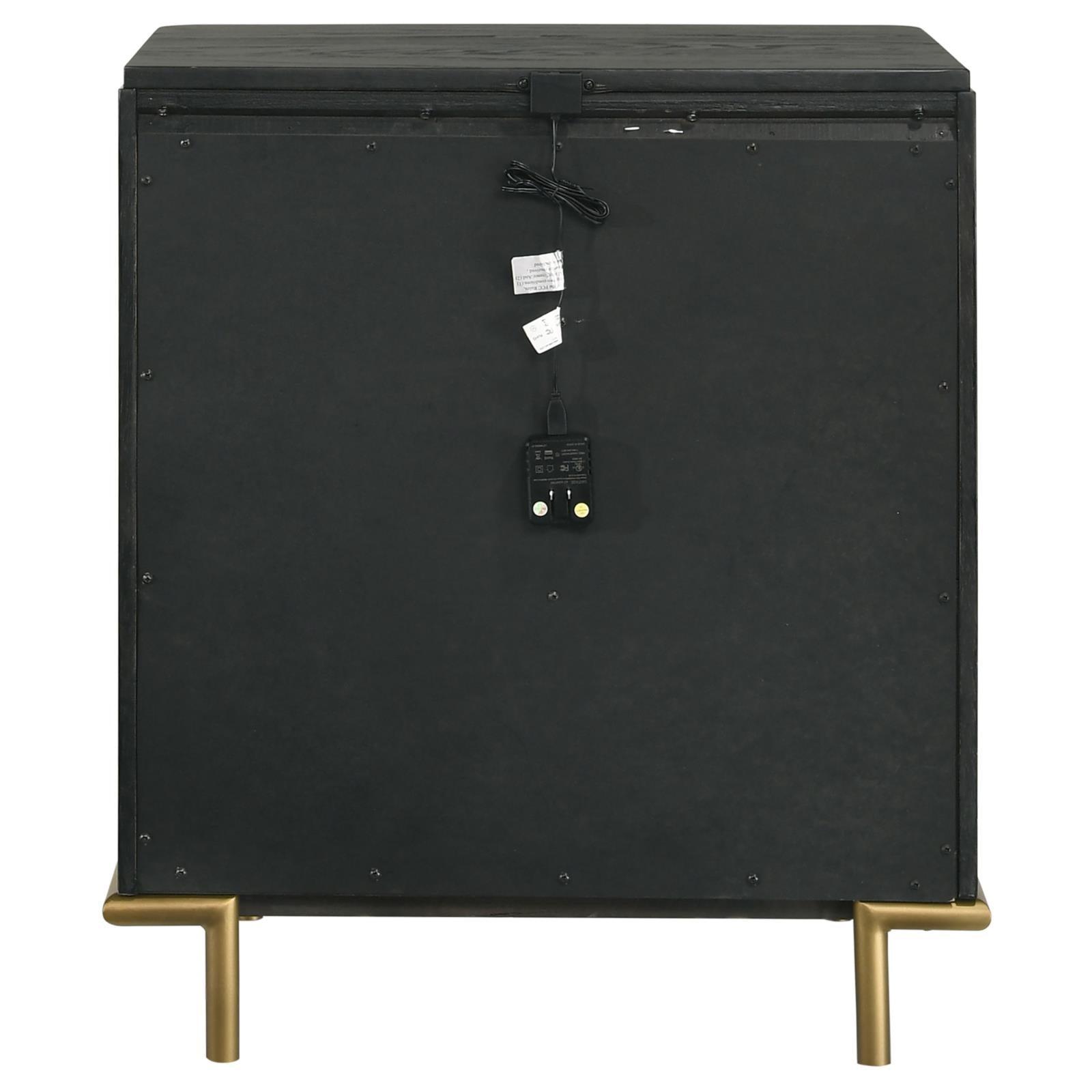 Arini 3-Drawer Black Nightstand with USB Outlet front view