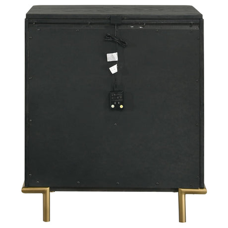 Arini 3-Drawer Black Nightstand with USB Outlet front view