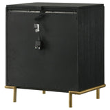 Arini 3-Drawer Black Nightstand with USB Outlet front view