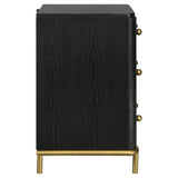 Arini 3-Drawer Black Nightstand with USB Outlet front view