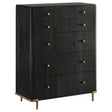 Arini 5-Drawer black bedroom chest front angle