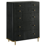 Arini 5-Drawer black bedroom chest front angle