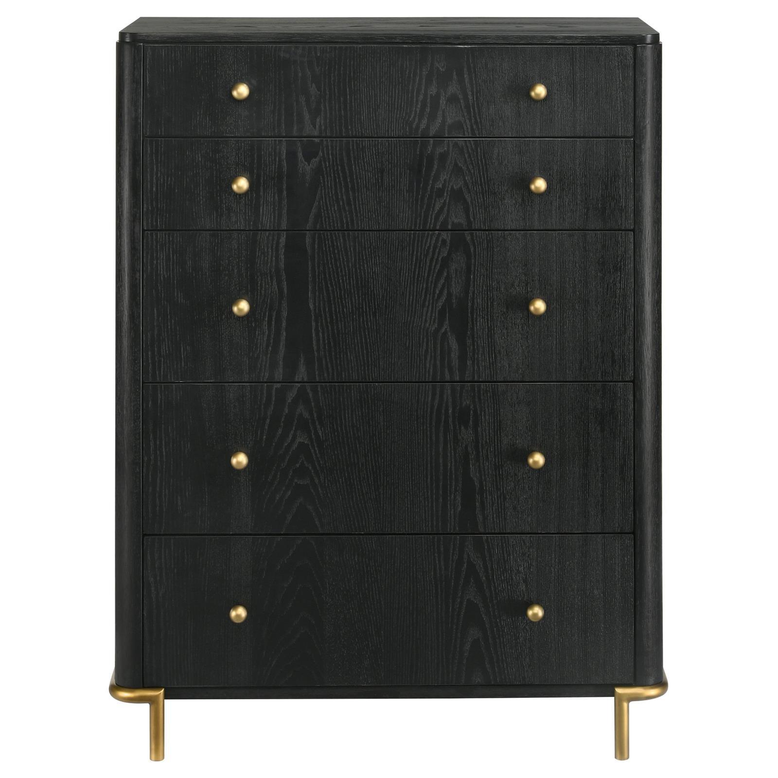 Side angle showing rounded corners and gold legs