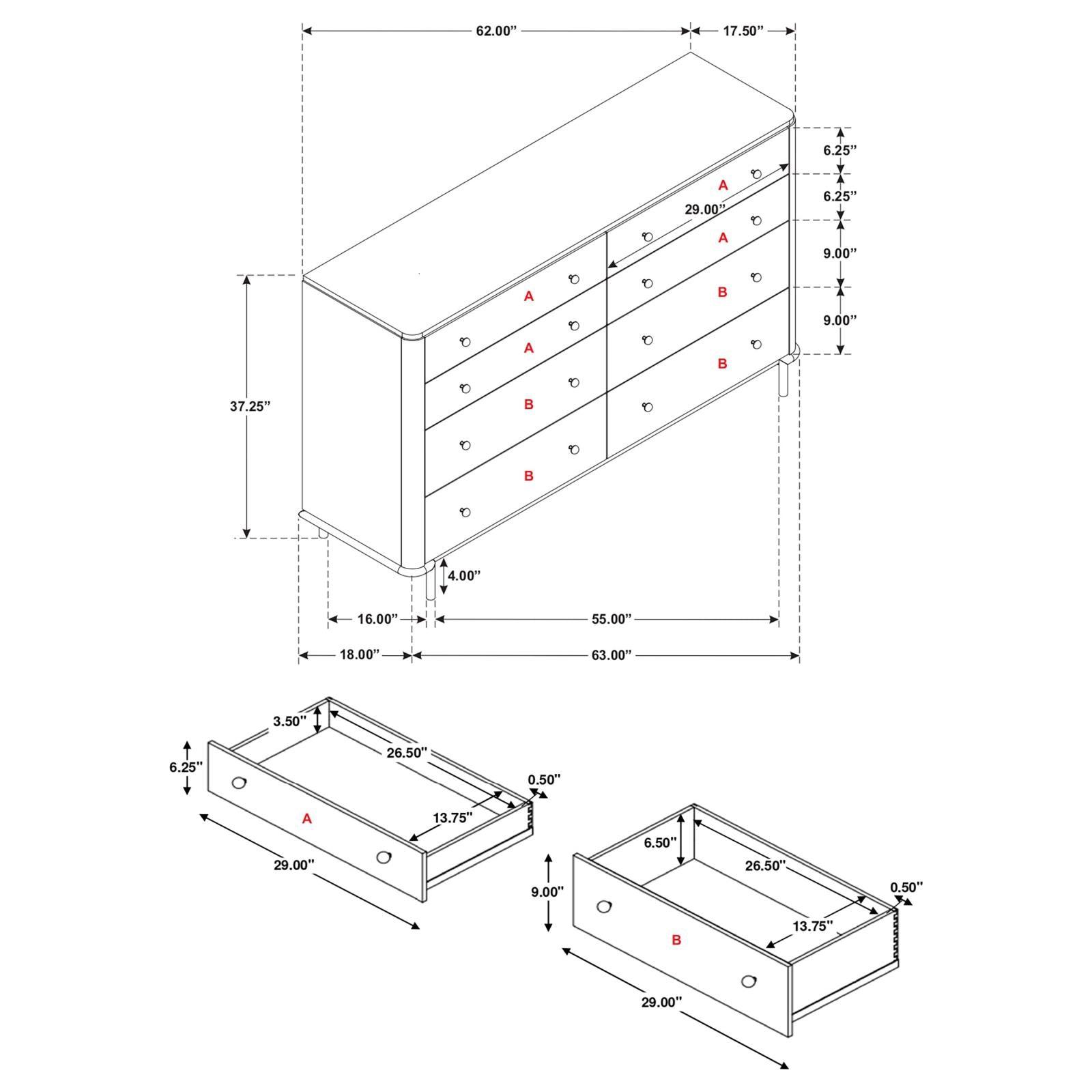 Arini Dresser drawer glide mechanism
