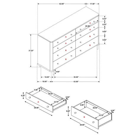 Arini Dresser drawer glide mechanism