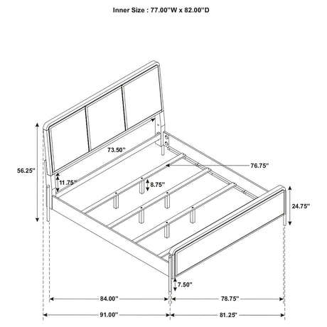 Arini Eastern King Bed showcasing gold finish legs detail