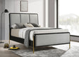 Arini Arini Eastern King Bed With Upholstered Headboard Black And Grey 224331Ke - Ella Furniture
