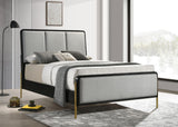 Arini Arini Eastern King Bed With Upholstered Headboard Black And Grey 224331Ke - Ella Furniture