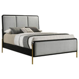 Arini Arini Eastern King Bed With Upholstered Headboard Black And Grey 224331Ke - Ella Furniture