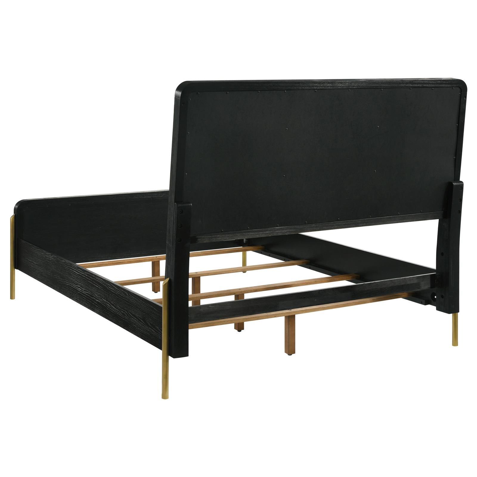 Arini Arini Eastern King Bed With Upholstered Headboard Black And Grey 224331Ke - Ella Furniture