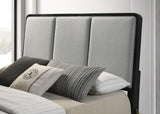 Arini Arini Eastern King Bed With Upholstered Headboard Black And Grey 224331Ke - Ella Furniture