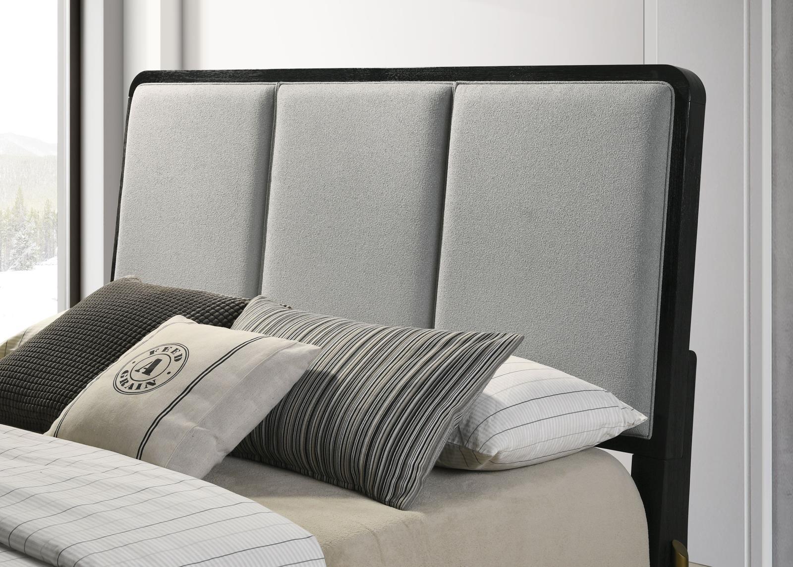 Arini Arini Eastern King Bed With Upholstered Headboard Black And Grey 224331Ke - Ella Furniture