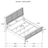 Arini Eastern King Bed with Black Frame and Woven Natural Rattan Headboard