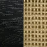 Arini Eastern King Bed with Black Frame and Woven Natural Rattan Headboard