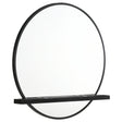 Arini round black dresser mirror with jewelry tray shelf front view