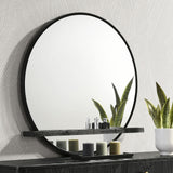 Side view of Arini round black dresser mirror showing depth
