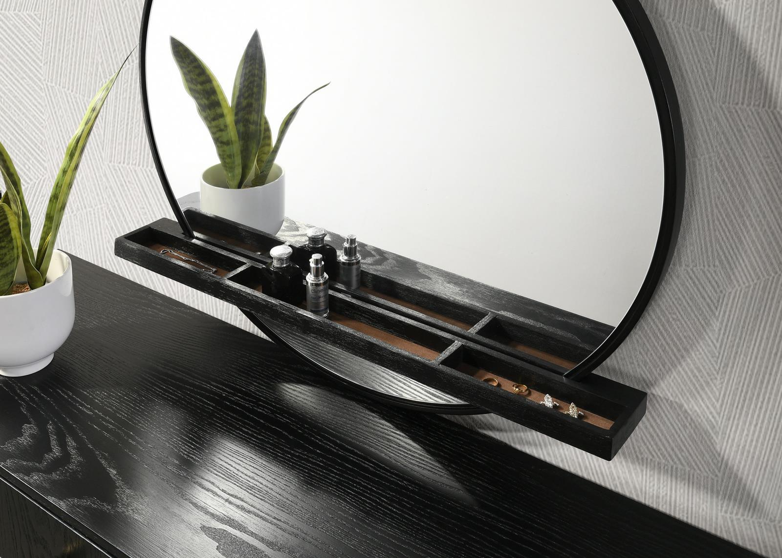 Arini round mirror on wall above dresser showing full size