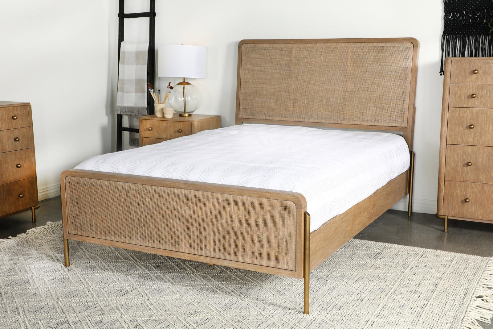 main view of Arini Grey Yellow Panel Bedroom Set bed