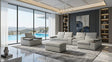 Arlet Grey Italian Leather Match Living Room Set from Decor Furniture