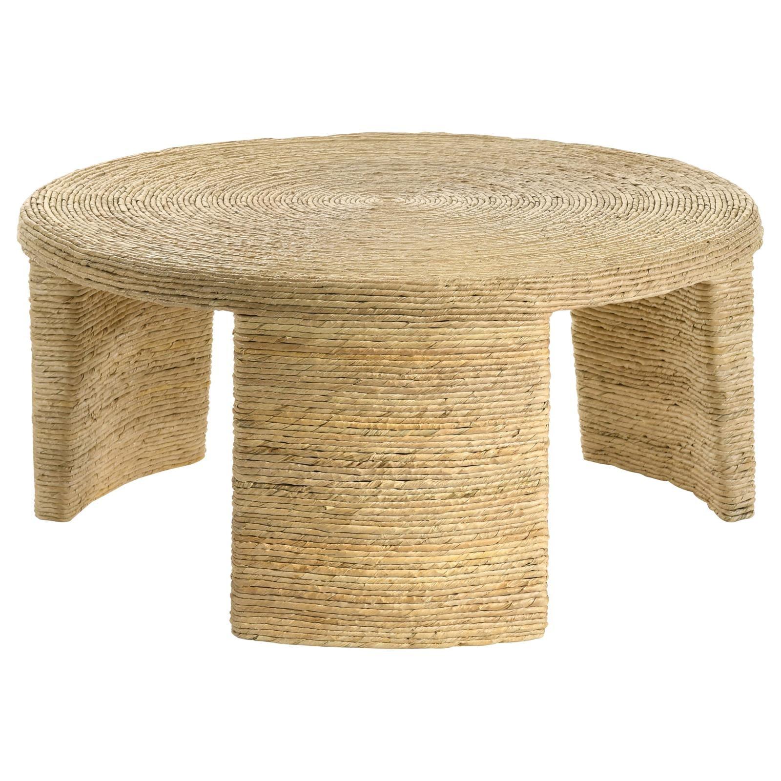 Close-up of natural rattan weave surface of Artina Coffee Table