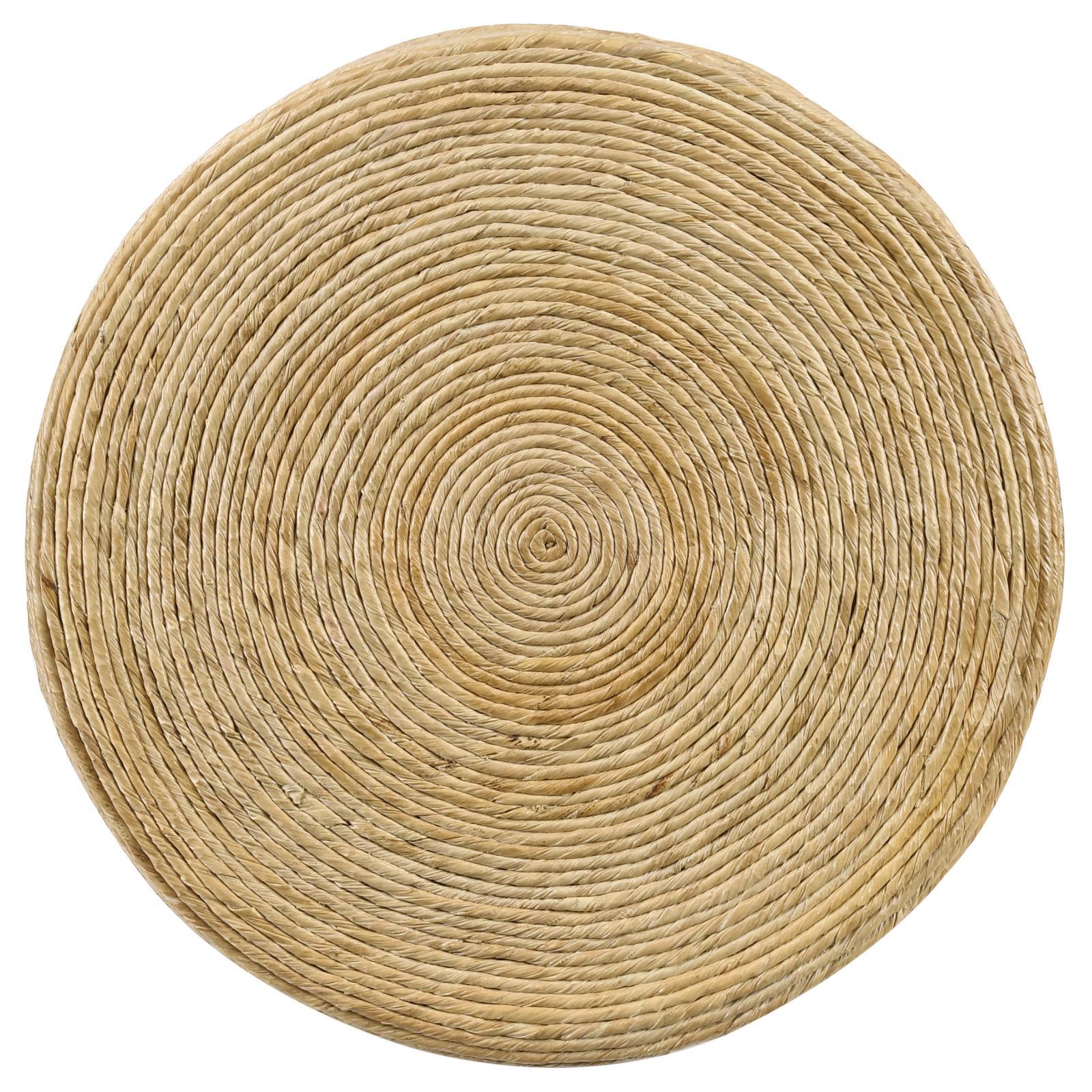Artina Woven Rattan Round End Table tabletop surface close-up