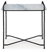 Close-up of white marble tabletop on Ashber accent table