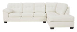 Front angle of Ashley RAF Chaise sectional sofa with chaise extended