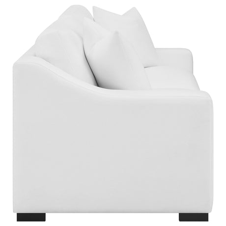 Ashlyn 2-Piece White Upholstered Sloped Arm Sofa Set side angle