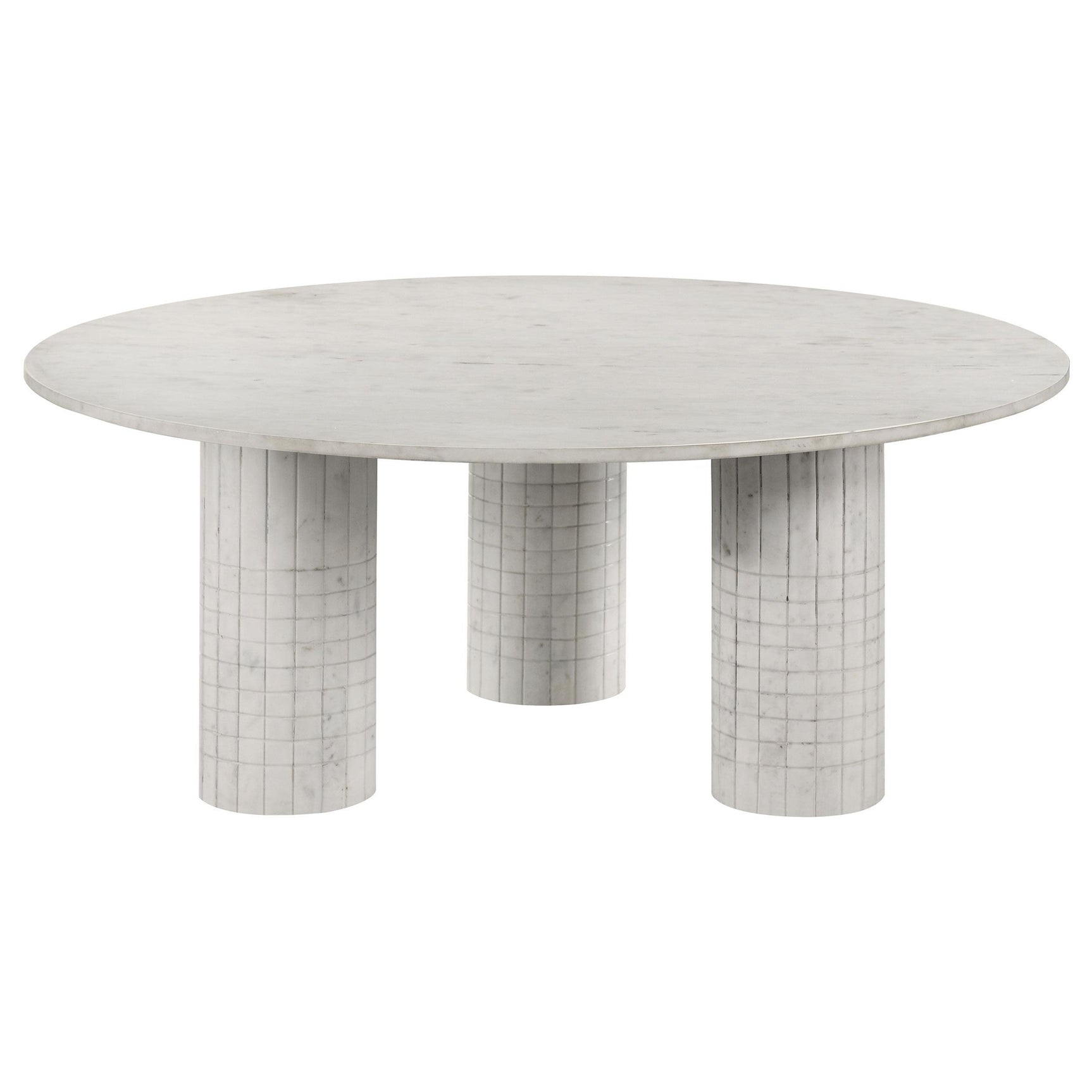 Astoria Round Genuine Marble Coffee Table White 709668 - Ella Furniture