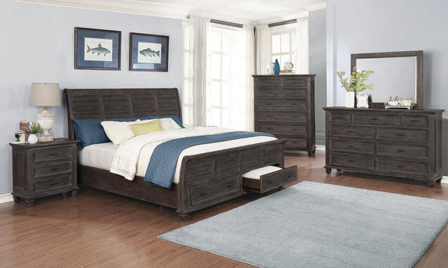 Atascadero Weathered Carbon 2-Drawer Storage Bedroom Set - Ella Furniture