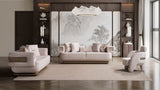 Athena Sofa, Loveseat, and Chair Set with Plush Cushions and Metallic Base from Decor Furniture