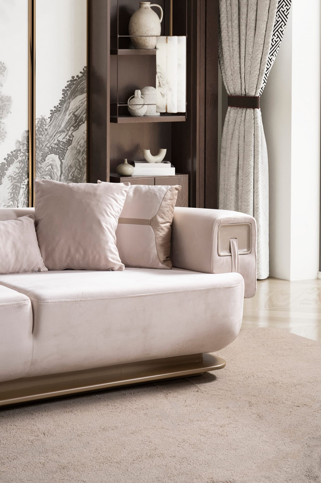 Athena Sofa, Loveseat, and Chair Set with Plush Cushions and Metallic Base view 18