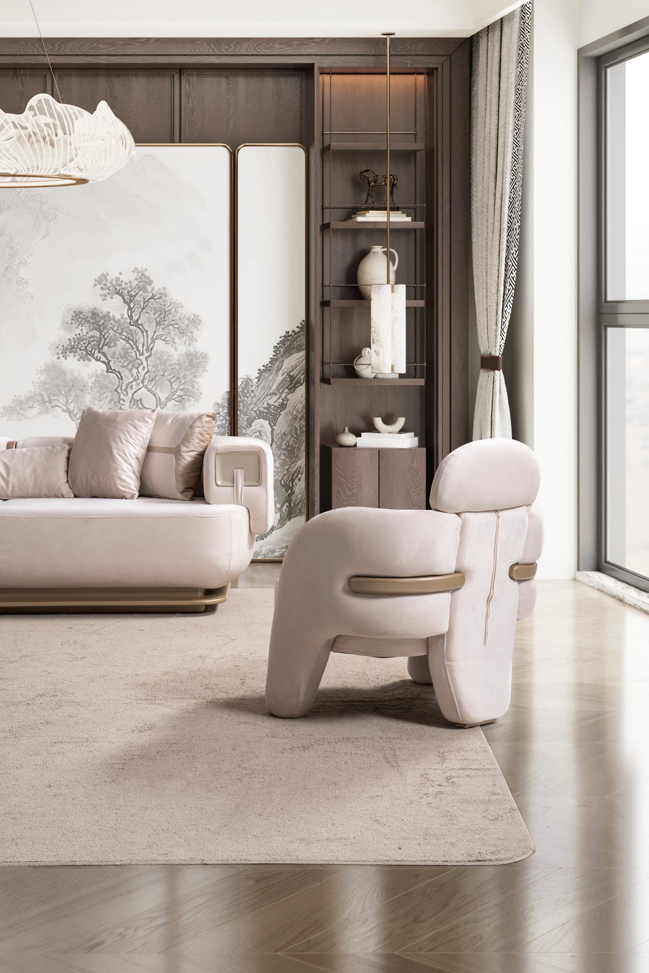 Athena Sofa, Loveseat, and Chair Set with Plush Cushions and Metallic Base view 21