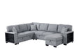Front view of Atlantic Gray Sectional sofa with pull-out bed