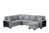 Front view of Atlantic Gray Sectional sofa with pull-out bed