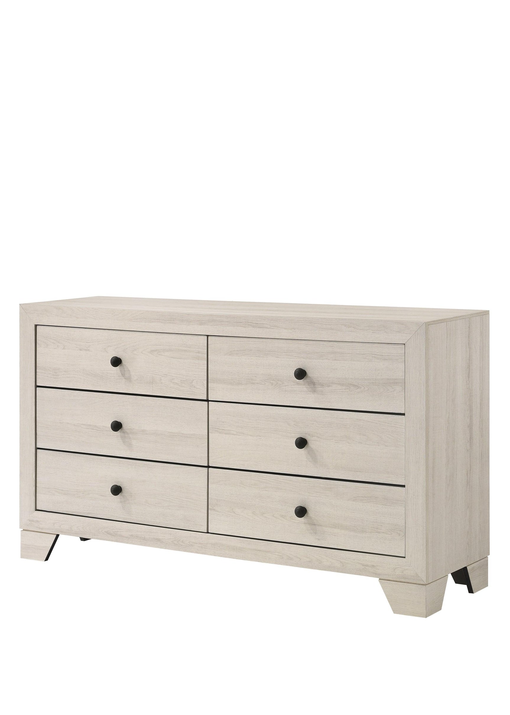 Atticus White Dresser side angle showing drawers