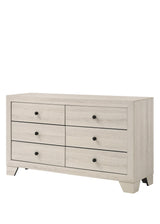 Atticus bed corner detail showing wood and white finish