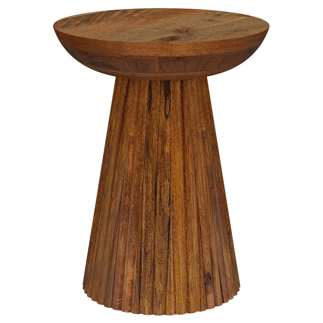 Aureo Round Solid Wood Accent Side Table Wild Honey 931155 - Ella Furniture