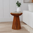 Aureo side table showing scallop detail on pedestal base