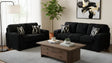 Austin Black Corduroy Sofa and Loveseat Set with Accent Pillows from Decor Furniture