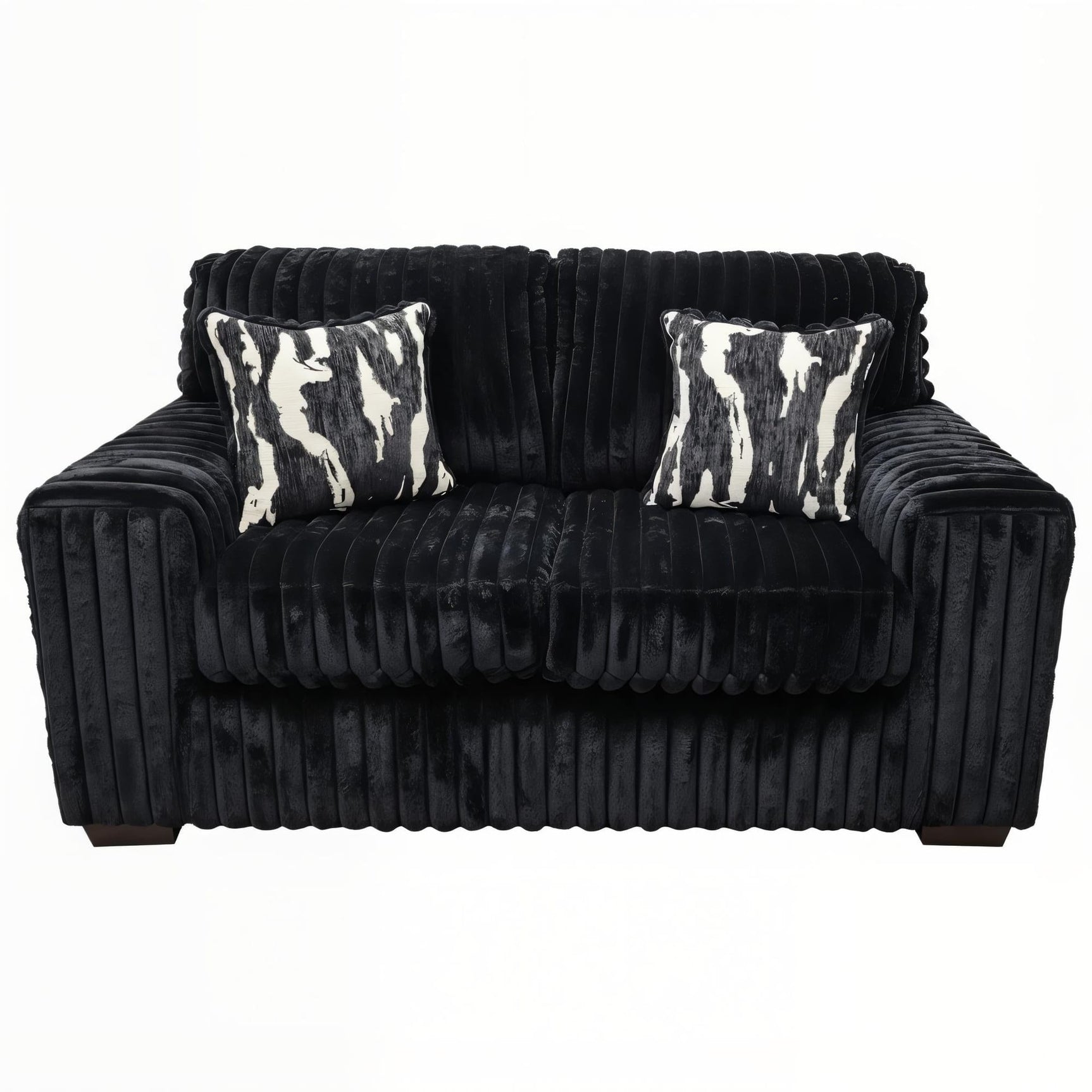 Austin Black Corduroy Sofa and Loveseat Set with Accent Pillows view 5