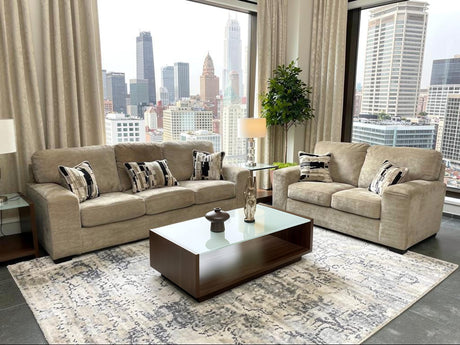 Austin Coco Faux Fur Sofa and Loveseat Set with Accent Pillows from Decor Furniture