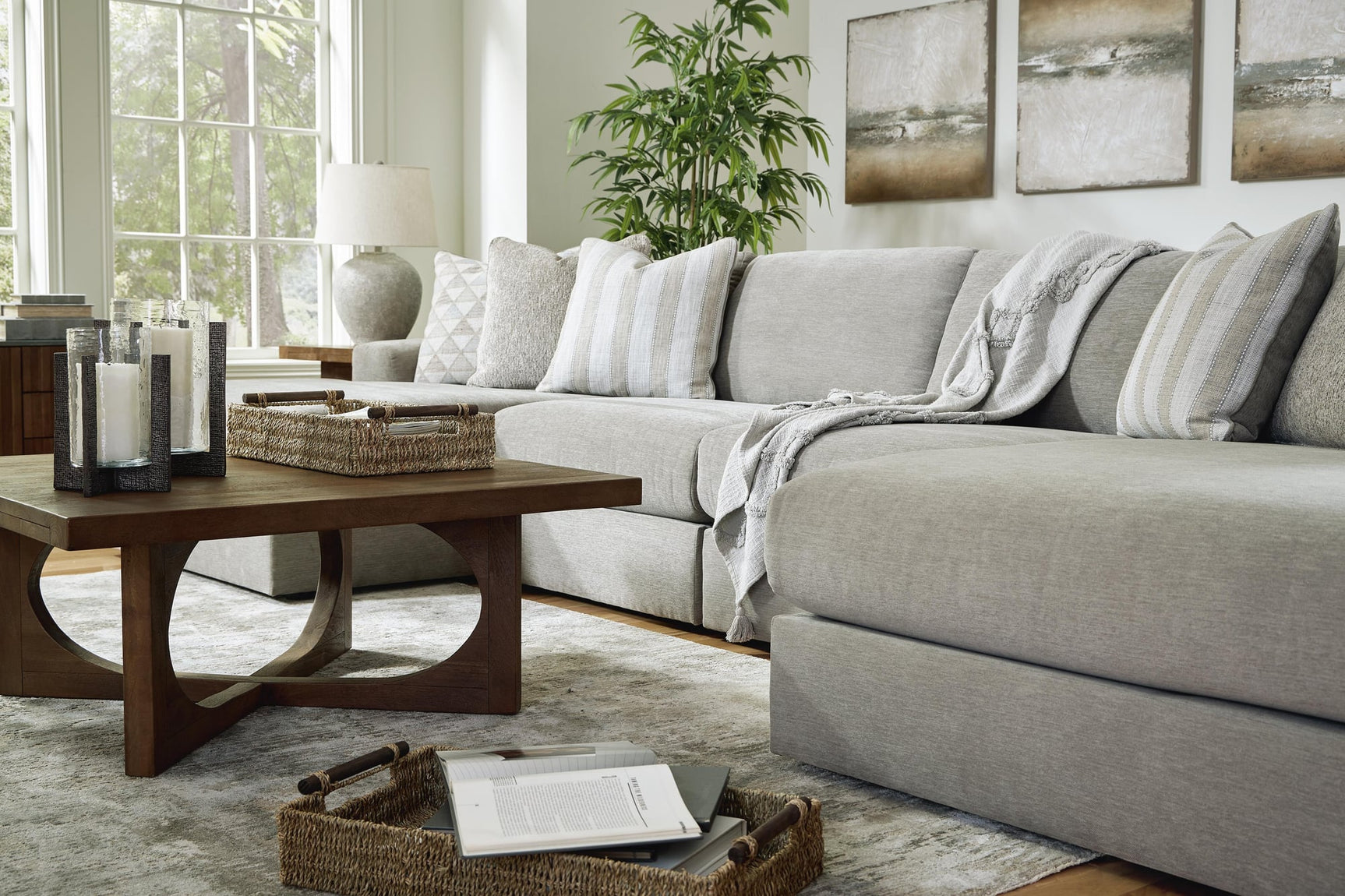 Avaliyah Ash Chenille 4-Piece Double Chaise Sectional - image 3