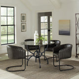 Aviano Round 48-inch Glass Top Metal Dining Table Gunmetal front angle